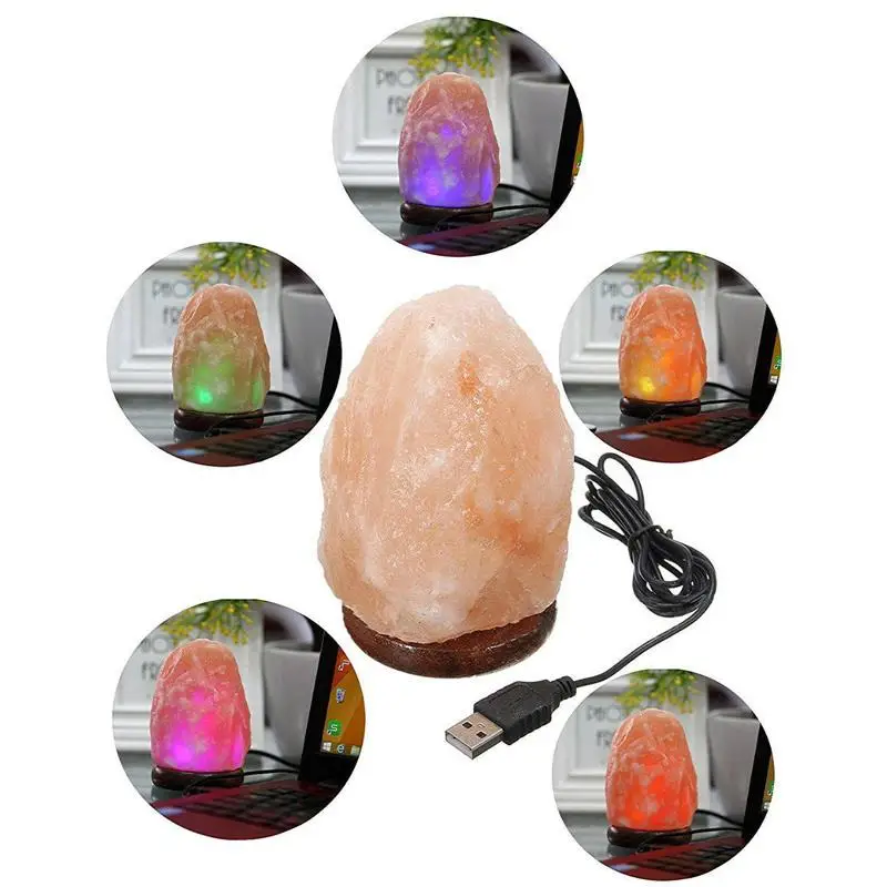 Himalayan salt lamp 7 colors crystal allies gallery flqmmable natural rock relieve pressure ai | Лампы и освещение