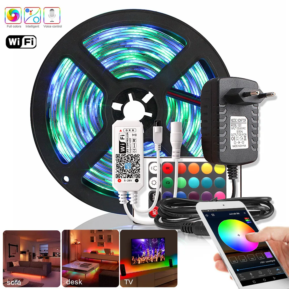 Ночник 2835 светодиодный RGB ленточный светильник 12V lampara для телевизора, кухонного шкафа, декор для туалета, ночной Светильник ing RF Bluetooth, wifi контроллер
