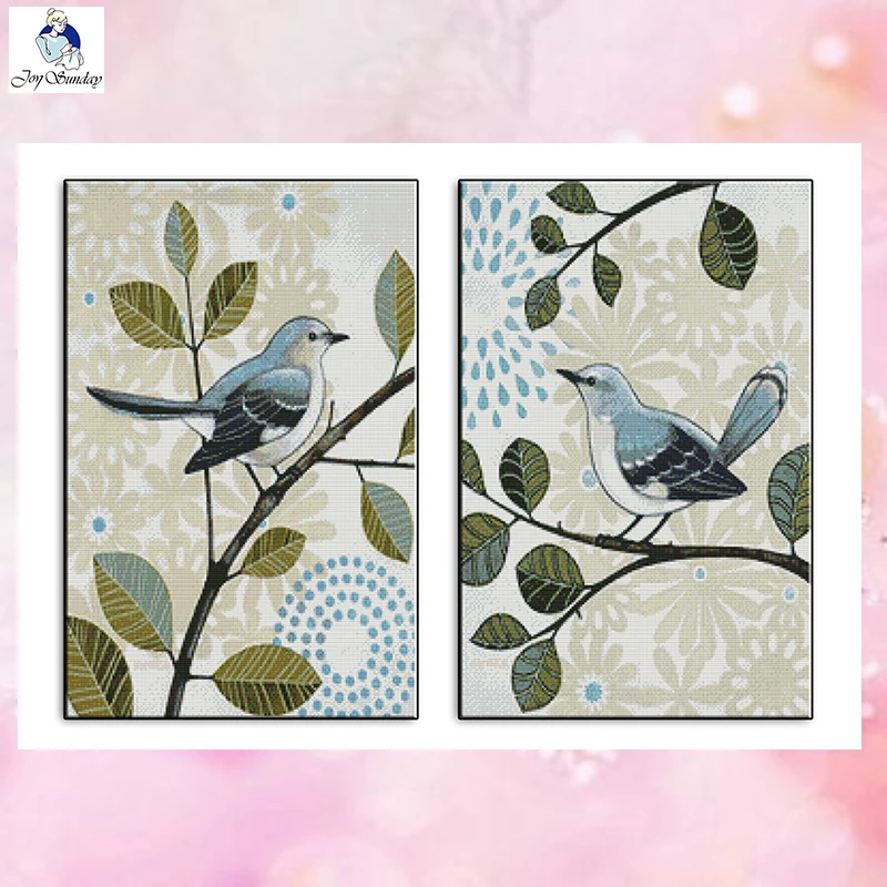 Joysunday crossstitch комплекты рукоделие два Товары для птиц любителей пение 14ct 11ct cottonfabric деко картина в подарок Art с фабрики