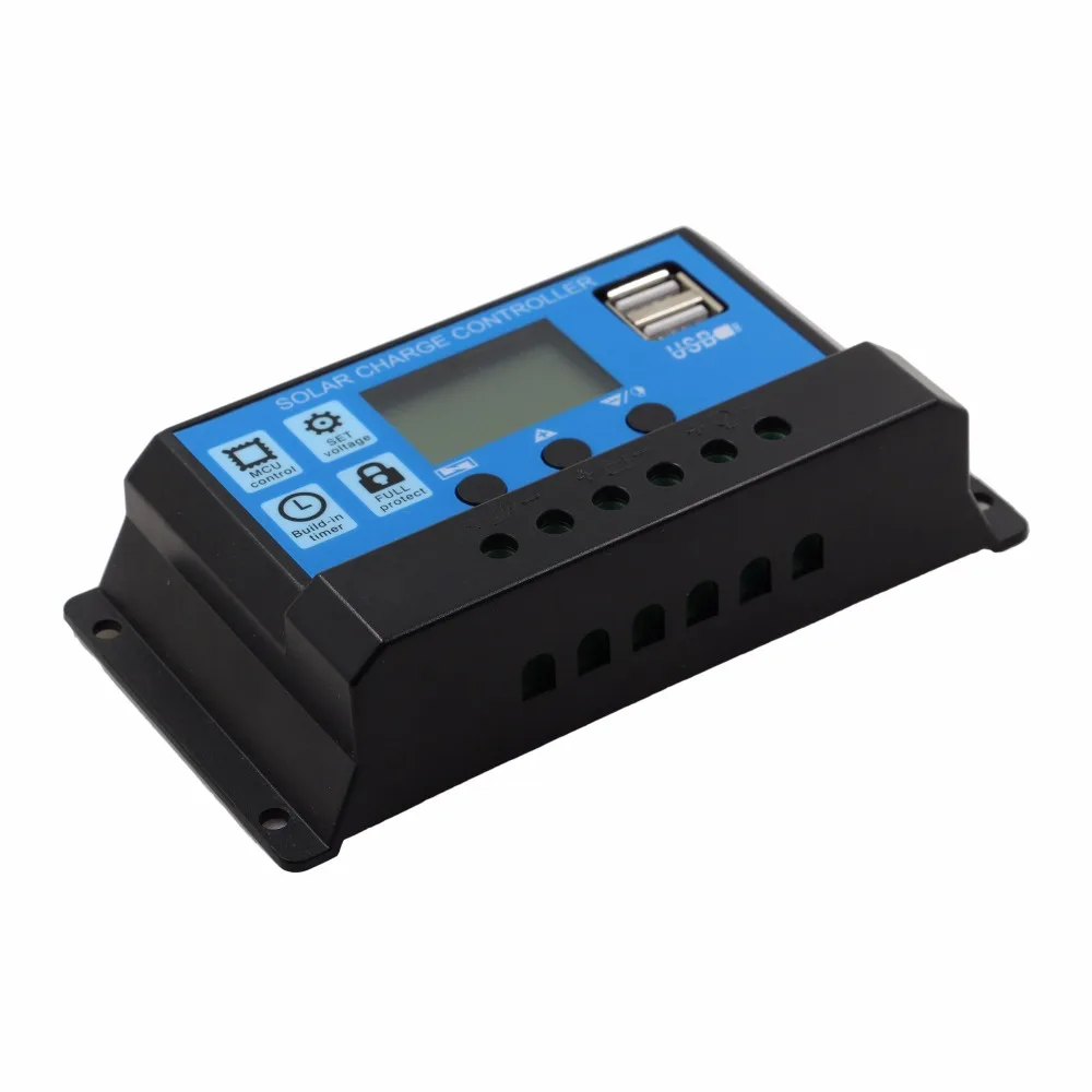 20A 12V 24V Auto work PWM Solar Charge Controller with LCD Dual USB 5V Output Cell Panel Charger Regulato | Обустройство дома