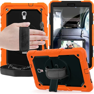 orange black Чехол для планшета samsung Galaxy Tab A 10,5 T590 T595 T597 SM-T590 вращающийся на 306 ручной ремешок/чехол с подставкой+ плечевой ремень - Цвет: orange black