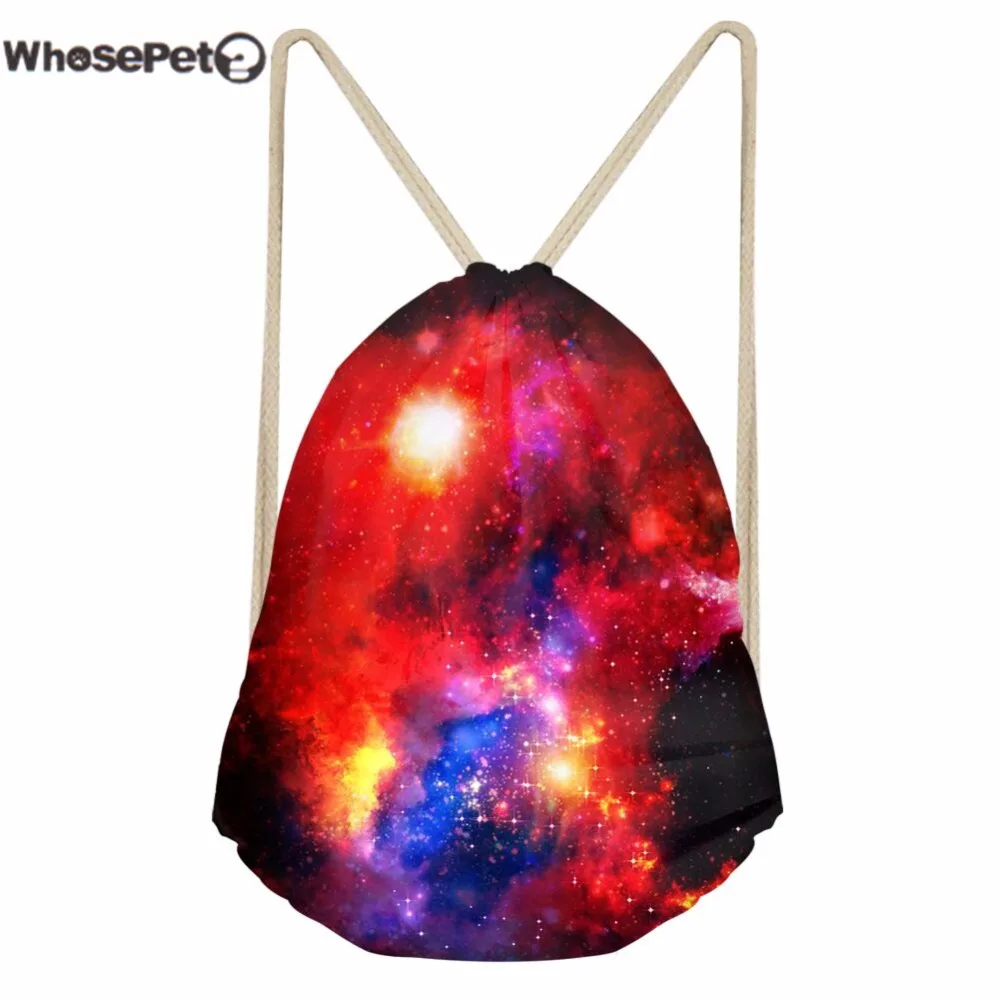 WhosePet Drawstring сумка маленькая для мужчин женщин школы рюкзаки Космическая
