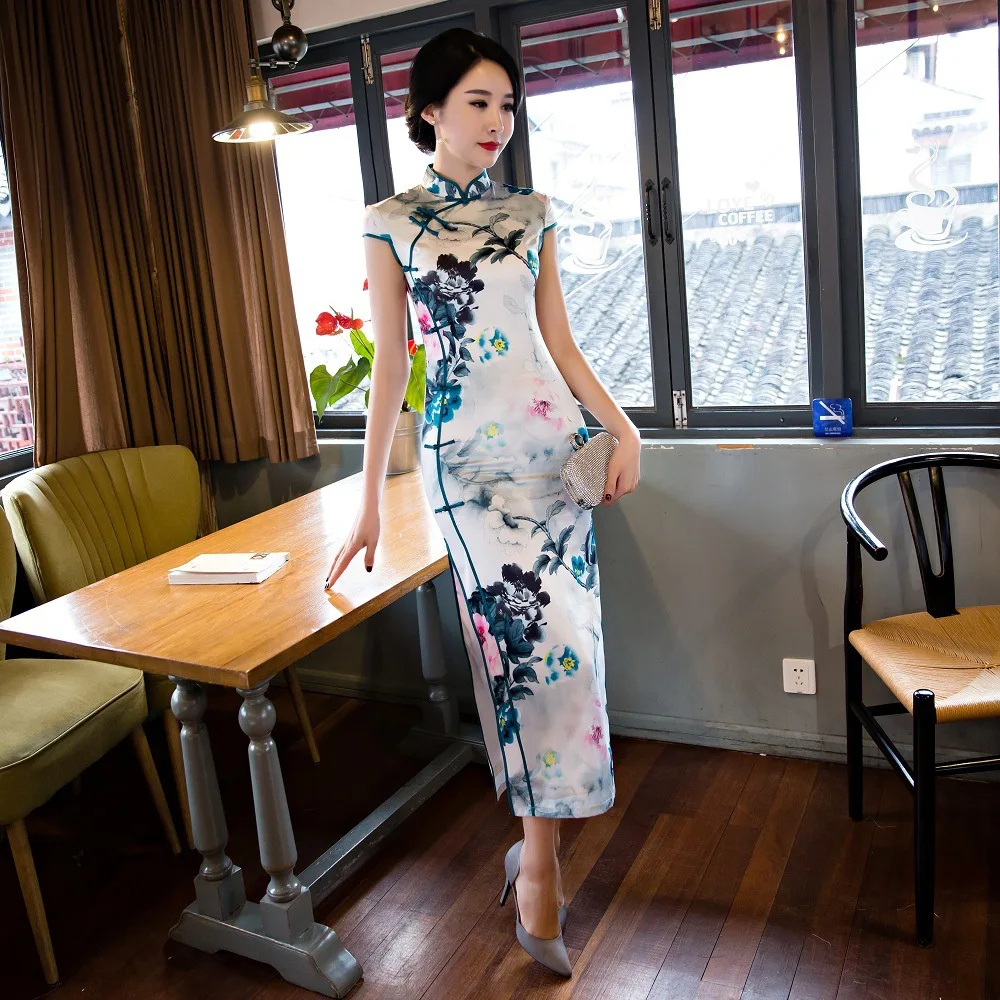 Мода 2017 новое весеннее длинное платье Qipao винтажное китайское стильное cheongsam