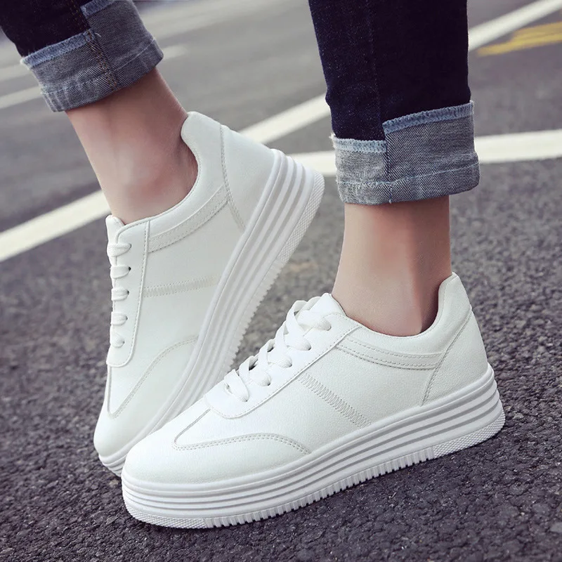Summer White Women Running Shoes Color Lace Up PU Flats Breathable Durable Walking Sports Multiple Styles | Спорт и развлечения