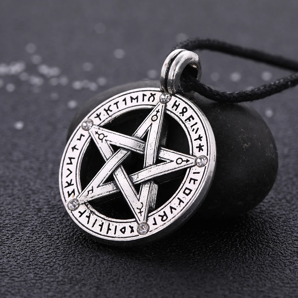 SKYRIM Винтаж Wicca тетраграмматон пентаграмма кулон Пентакль ожерелье Соломон талисман амулет ювелирные изделия для мужчин Рождественский подарок