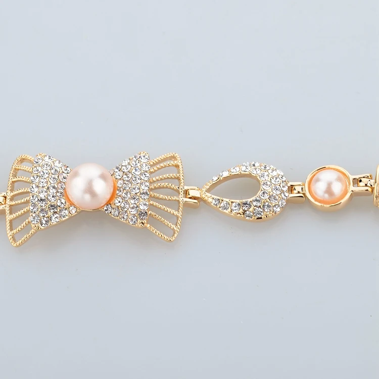 Низкая мода ювелирные изделия полый бант браслет для женщин золотой австрийский кристалл из искусственного