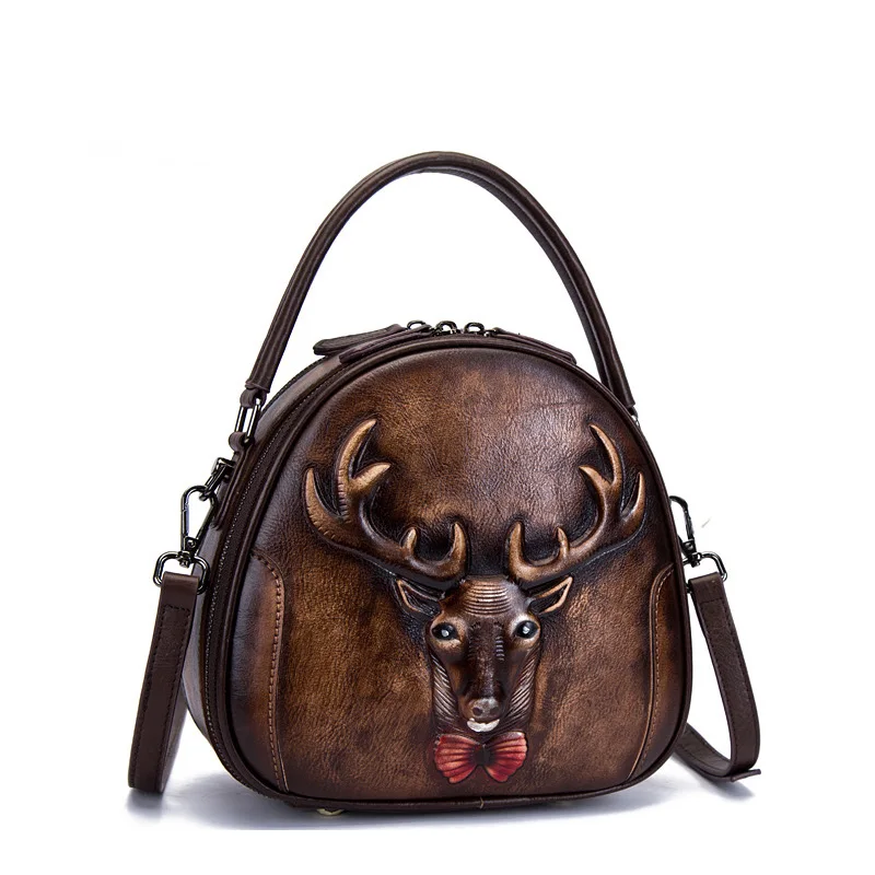 Женская винтажная Сумка-Кроссбоди из ламинированной натуральной кожи с цветами |