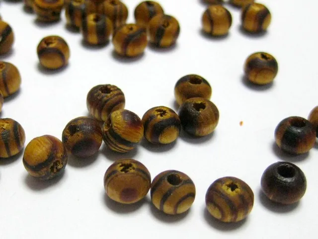 

500 Natural Pattern Round Wood Beads~ Wooden 6mm