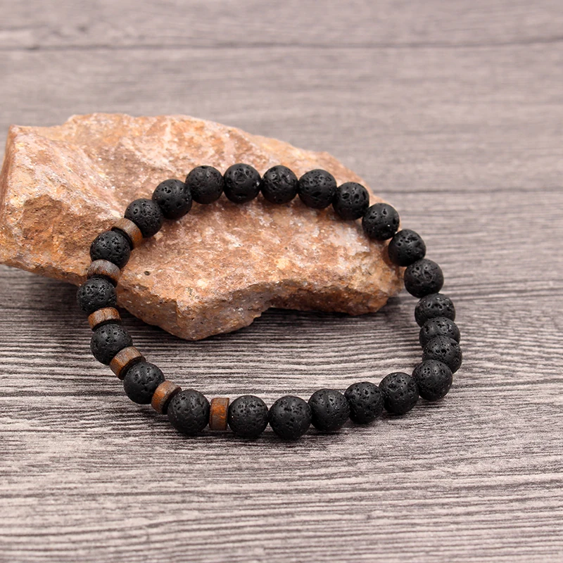 Классические 8 мм черные матовые бусы из камня браслеты-кольца ручной работы