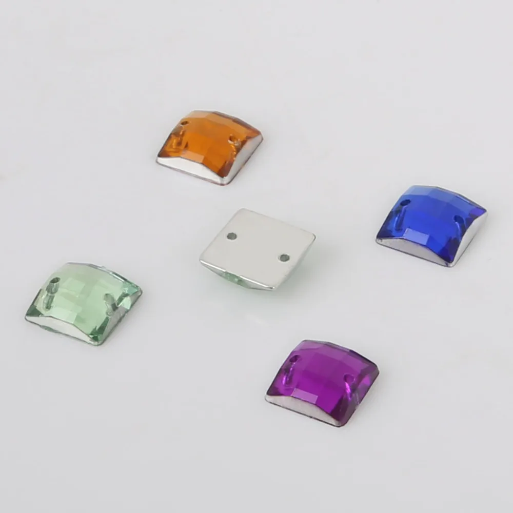 100PCS 10x10 мм плоские стразы для шитья квадратные акриловые бусины пришить стразы камни для рукоделия украшение для альбома