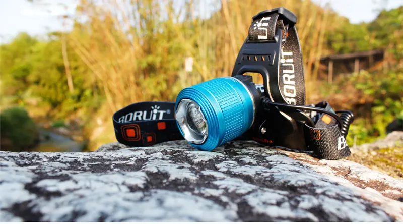 BORUIT 2000LM T6 светодиодный налобный фонарь с 3 режимами, масштабируемый налобный фонарь с 18650 батареей, водонепроницаемый фонарь для кемпинга и охоты