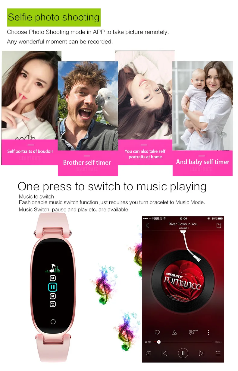 696 женский Bluetooth браслет спортивные умные часы монитор сна сердечного ритма 0 96