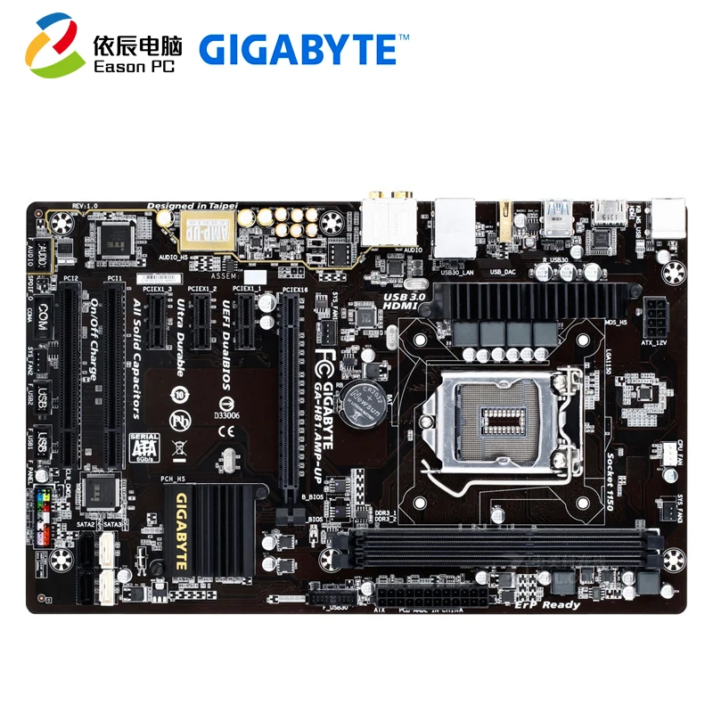 Настольная Материнская плата GIGABYTE GA H81.Amp UP LGA1150 i3 i5 i7 DDR3 USB3.0 ATX|Материнские платы| |
