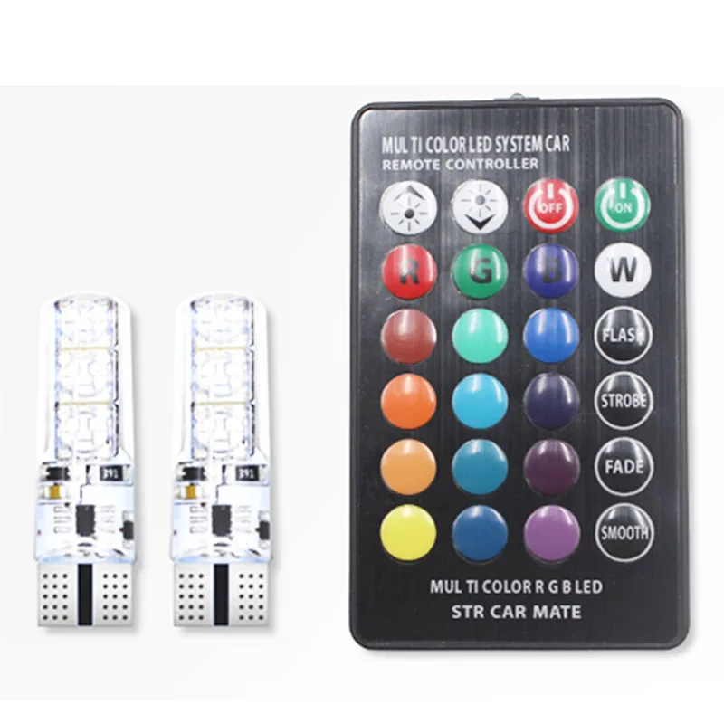 100 компл. Canbus T10 RGB светильник 6 SMD 194 W5W цветной светодиодный Лампа для салона