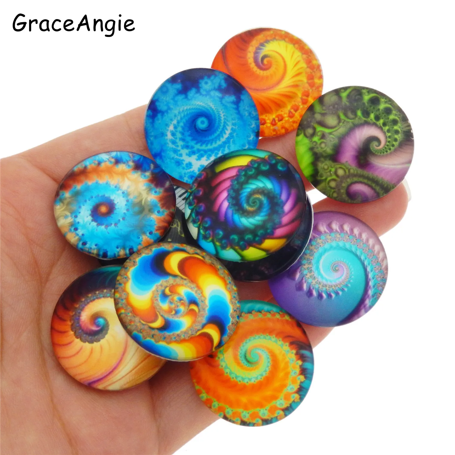 20 шт. круглые фотографии стеклянного кабошона смешанный узор подходит для 8 мм 10 12