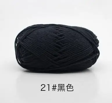 ZENGIA, 1 шт., хлопок, пряжа для вязания крючком, пряжа для вязания крючком, котонная Пряжа/нить, мягкая, гладкая, натуральная, не скатывается, 50 г - Цвет: 21 black