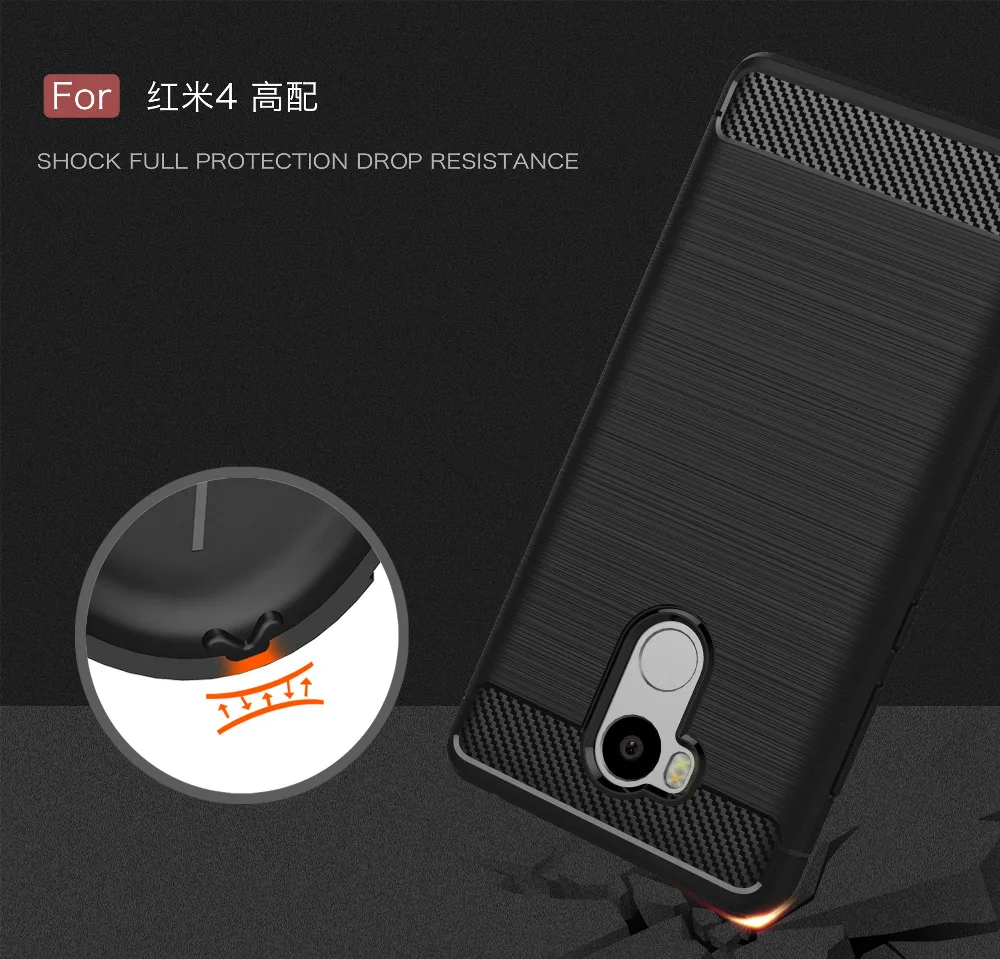 For Xiaomi Redmi 4 Pro Prime Case Cover Back Fundas Silicone Carbon Fiber Brushed TPU Mobile Phone Cases |