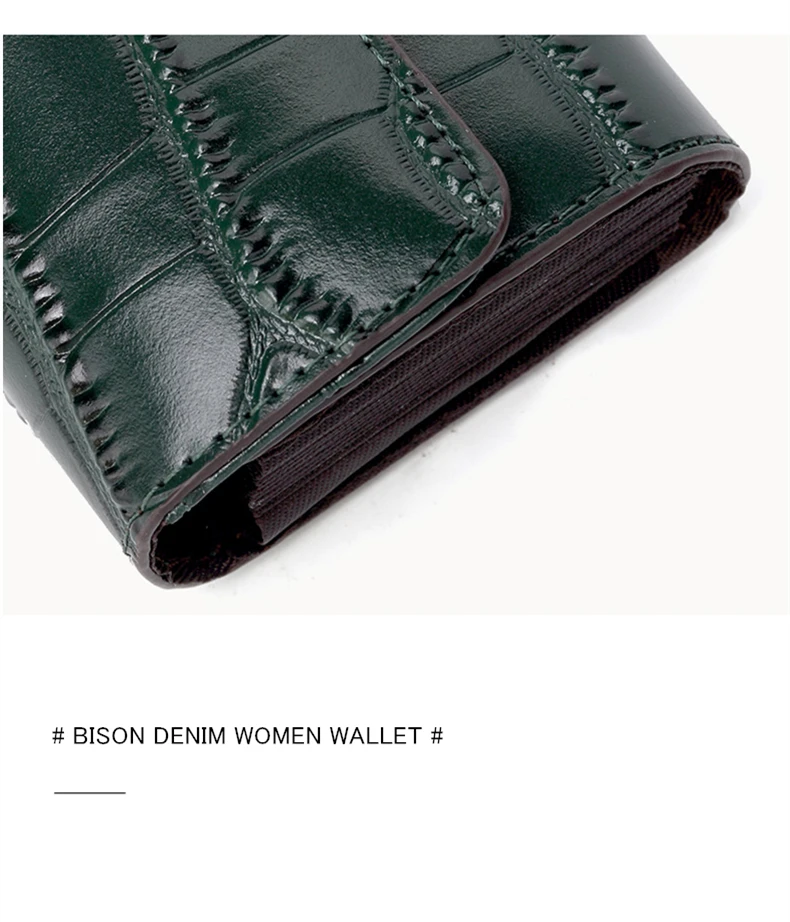 BISON DENIM, коровья кожа, женские кошельки, ID держатель для карт, Дамский кошелек, отделение для монет, короткие маленькие кошельки, высокое качество, B3283