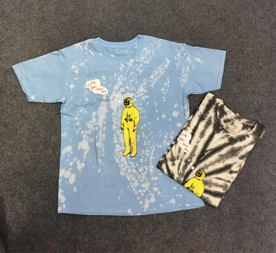 19SS Трэвиса Скотта астромира футболка 1:1 высокое качество инопланетянин Tie Dye футболка уличного рынка хип-хоп Astroworld футболка
