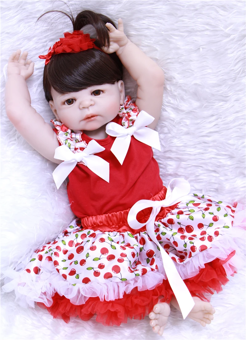 

22" bebe alive bonecas reborn girl dolls full body silicone reborn baby dolls princess dolls children gift reborn poupee