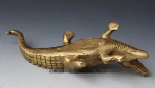 YM 305 china fengshui copper Brass Ferocity Crocodile Alligator fish Animal art statue | Дом и сад