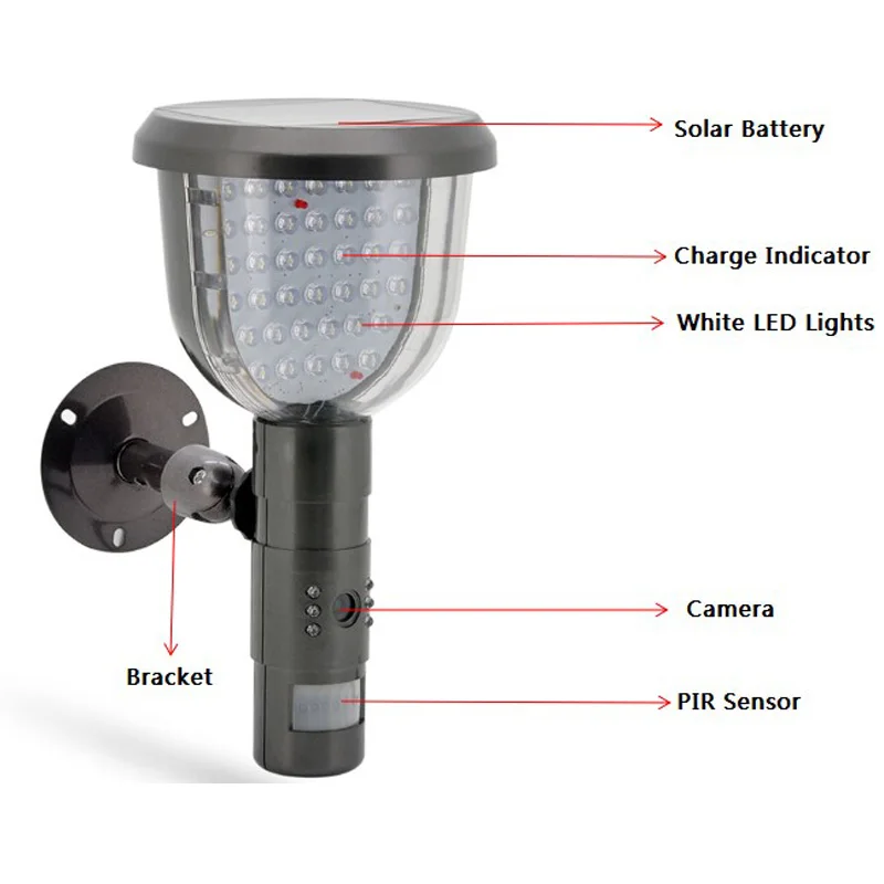 Новый Солнечная DVR безопасности Камера с 16 ГБ SD карты ПИР обнаружения движения