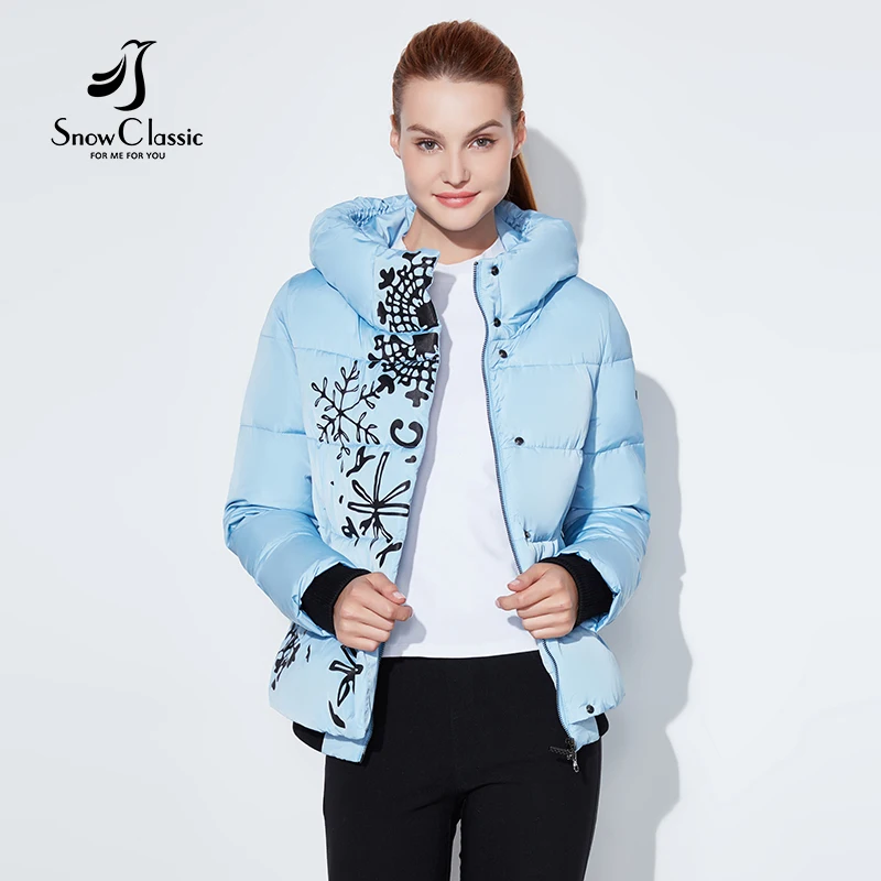 Snowclassic Spring / Summer Lady Loose Cotton Jacket Теплый дышащий лобовое стекло Упругие манжеты Европейский стиль Hoodie куртка