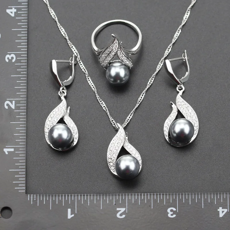 2017 новое поступление серый искусственный жемчуг свадебный подарок набор