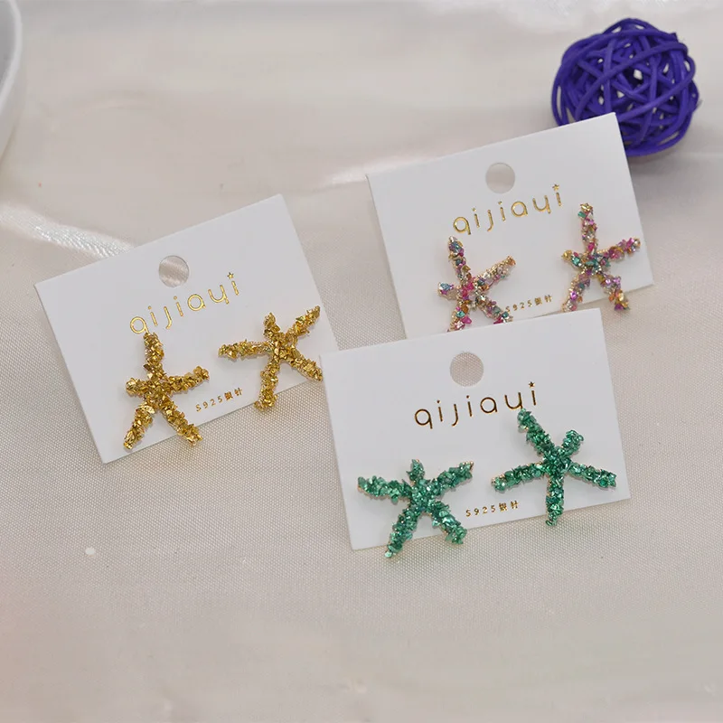 Серьги-пусеты женские модные яркие с кристаллами | Украшения и аксессуары