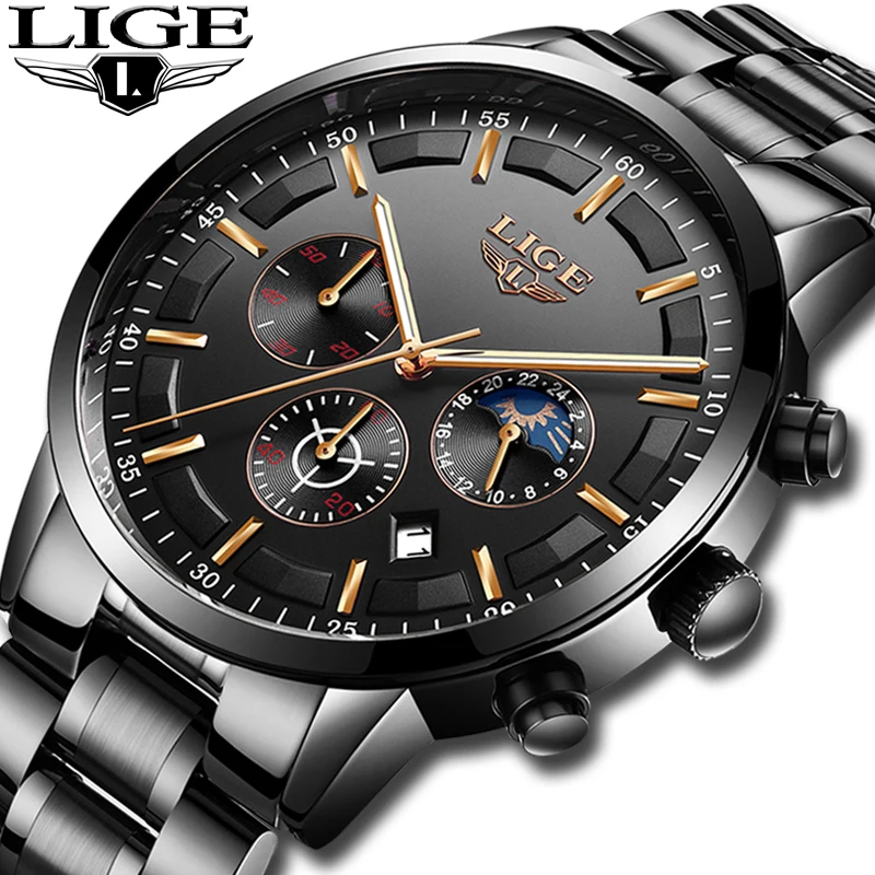 Reloj Hombre 2019 новые часы мужские LIGE модные спортивные кварцевые s Топ бренд класса