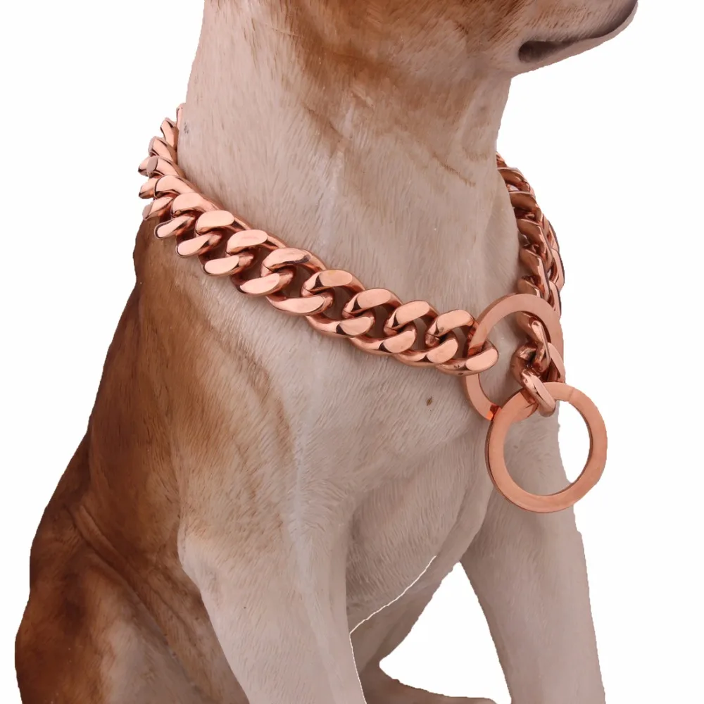 10 мм розовое золото собаки обучение цепи, ошейники для больших собак Pitbull бульдог 316L сильный Нержавеющая сталь скольжения ошейник 12-32 дюймов