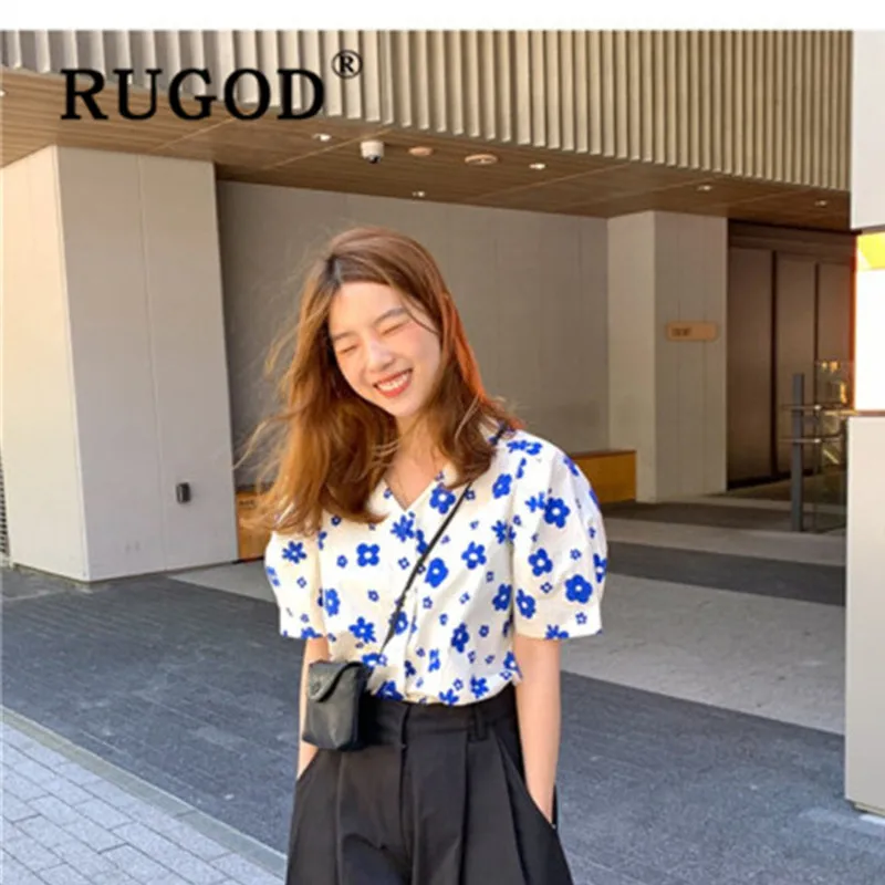 Женские топы и блузки с цветочным принтом RUGOD свободные блузы коротким рукавом