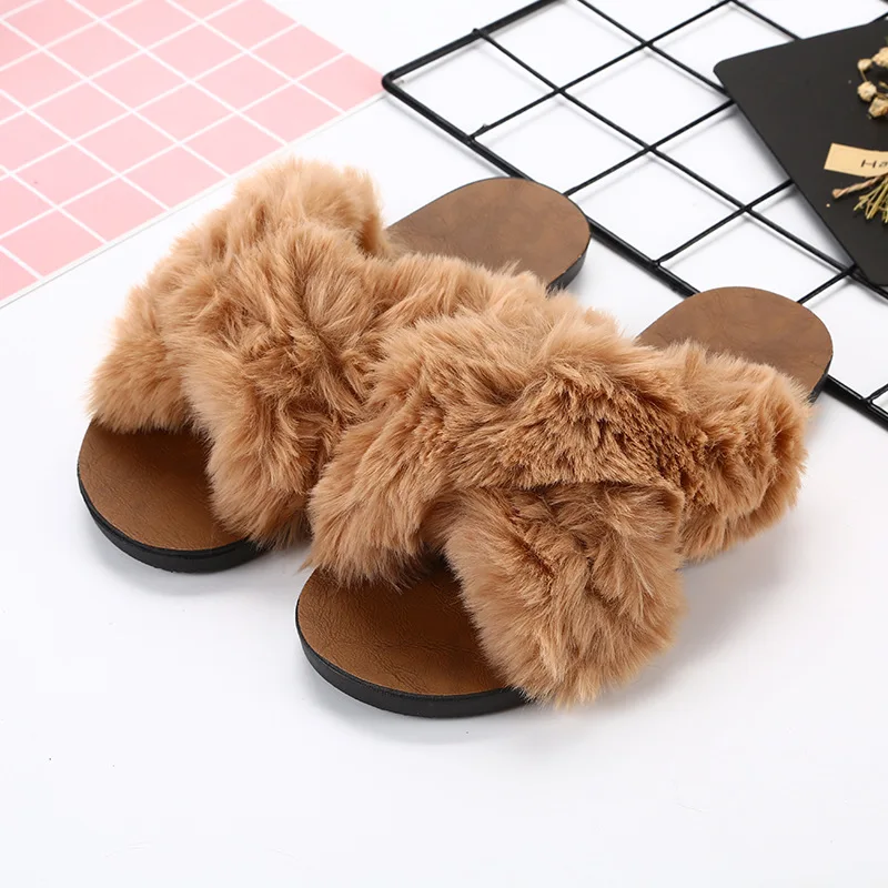 Женские домашние тапочки из искусственного меха CHAISHOU зимние теплые шлепанцы без