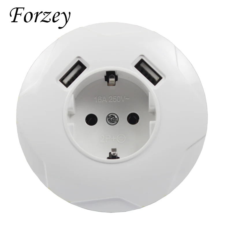 

Round newUSB Wall Socket Free shipping Double USB Port 5V 2A usb wall outlet high quality usb outlet steckdose F03