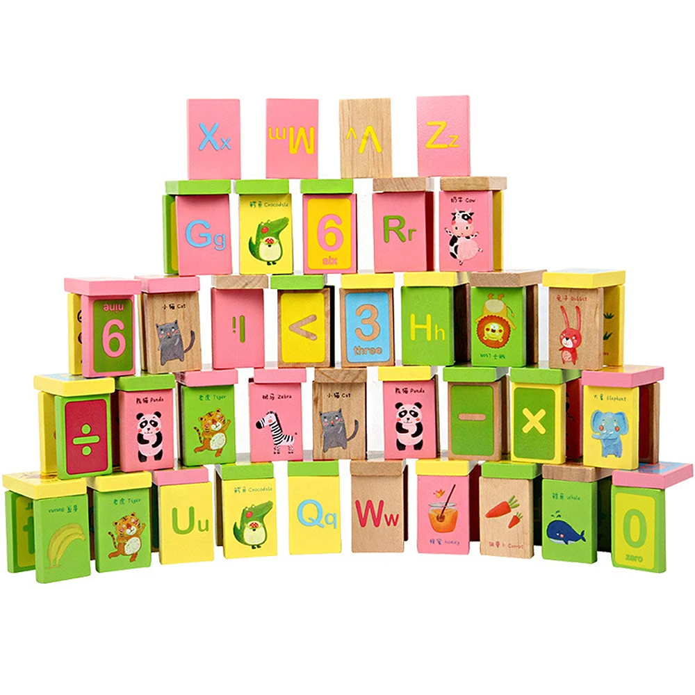 100 шт./лот деревянные блоки домино фигурки еды английские пазл для раннего