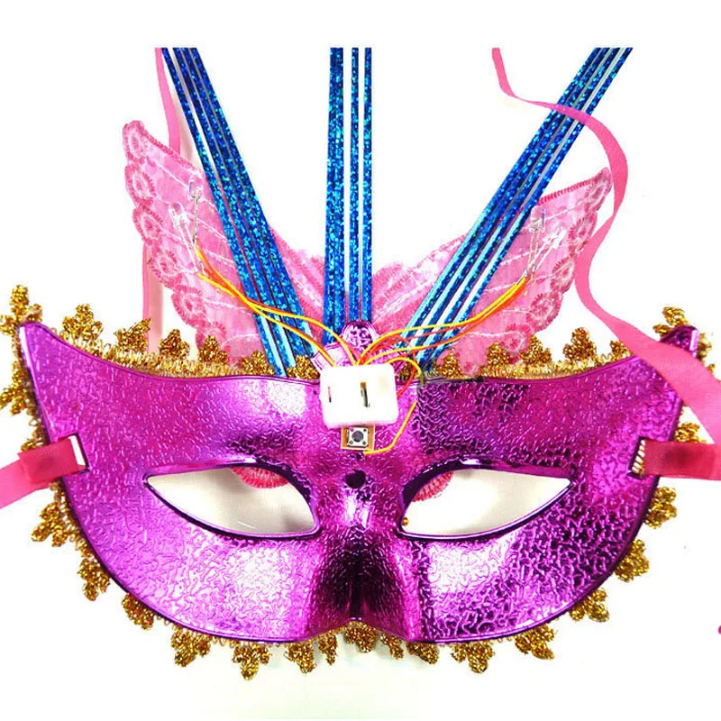 Womens LED Light Flashing Glow Butterfly Mask Venetian Mard Gras Masquerade Masks Party Wedding Festival Cosplay Costume|Сверкающие