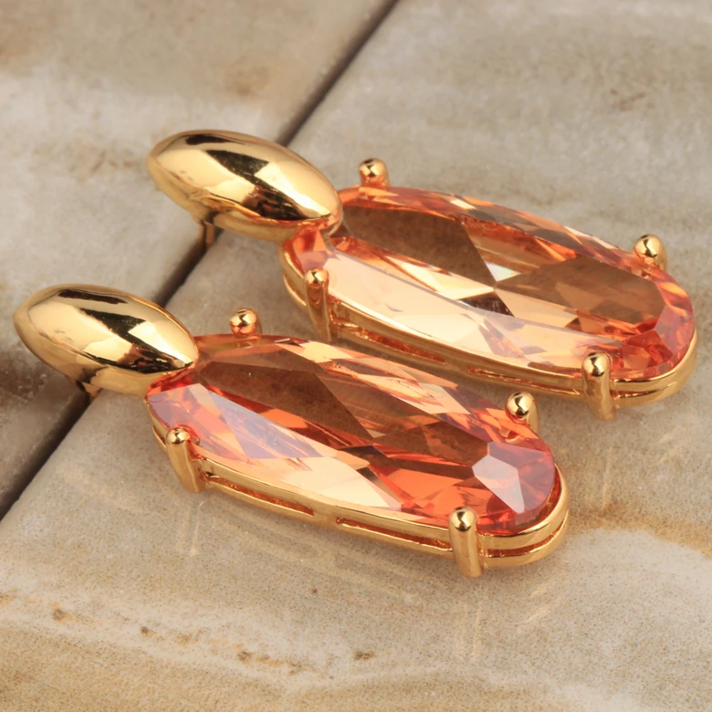 Стильный Большой овальный оранжевый коричневый шампанское камни кубического