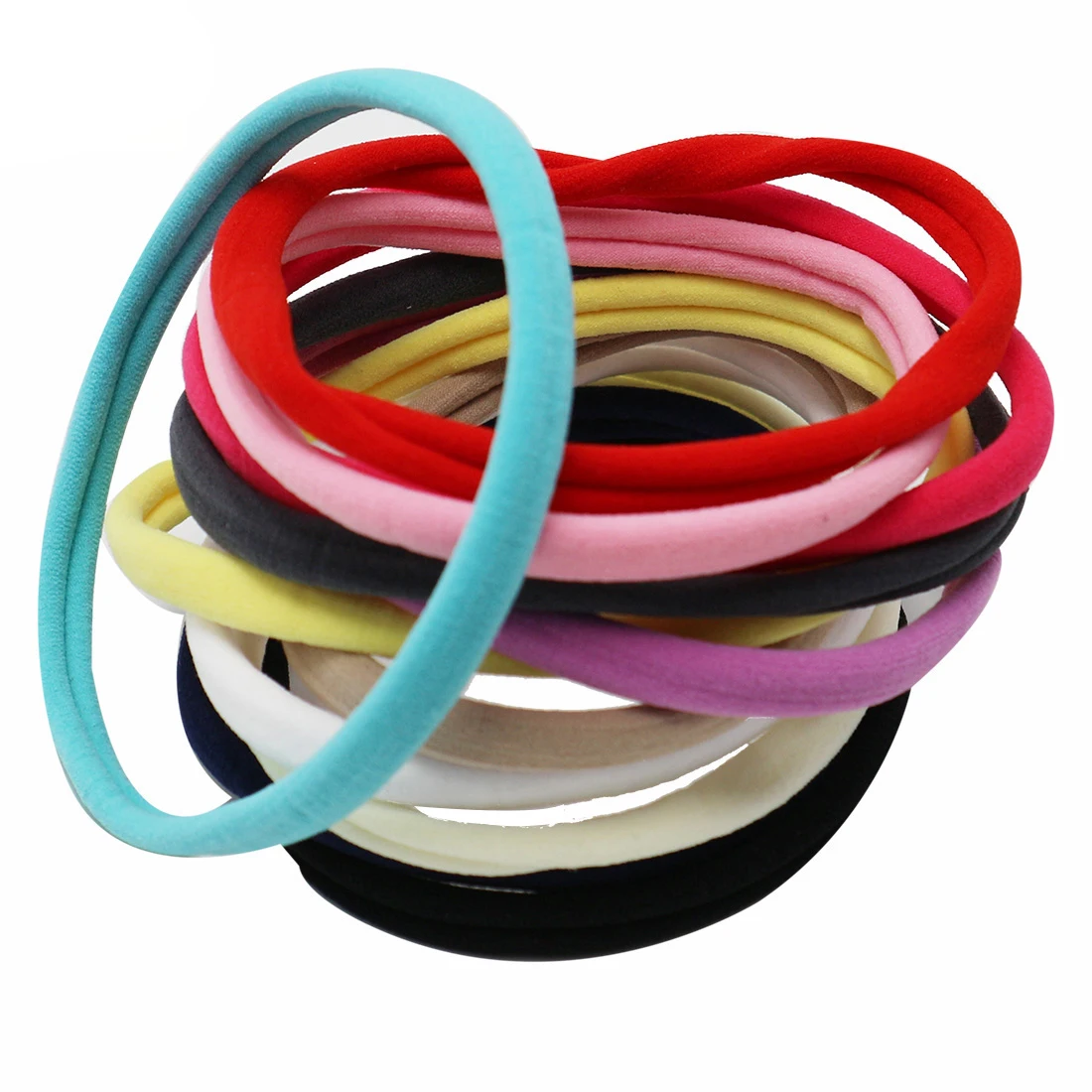 Multicolor 40 шт./лот, нейлоновые эластичные повязки для детей, диаметр 5,8 дюйма, аксессуары для волос DIY, один размер, одноцветная повязка для волос BHB004 - Цвет: Multicolor