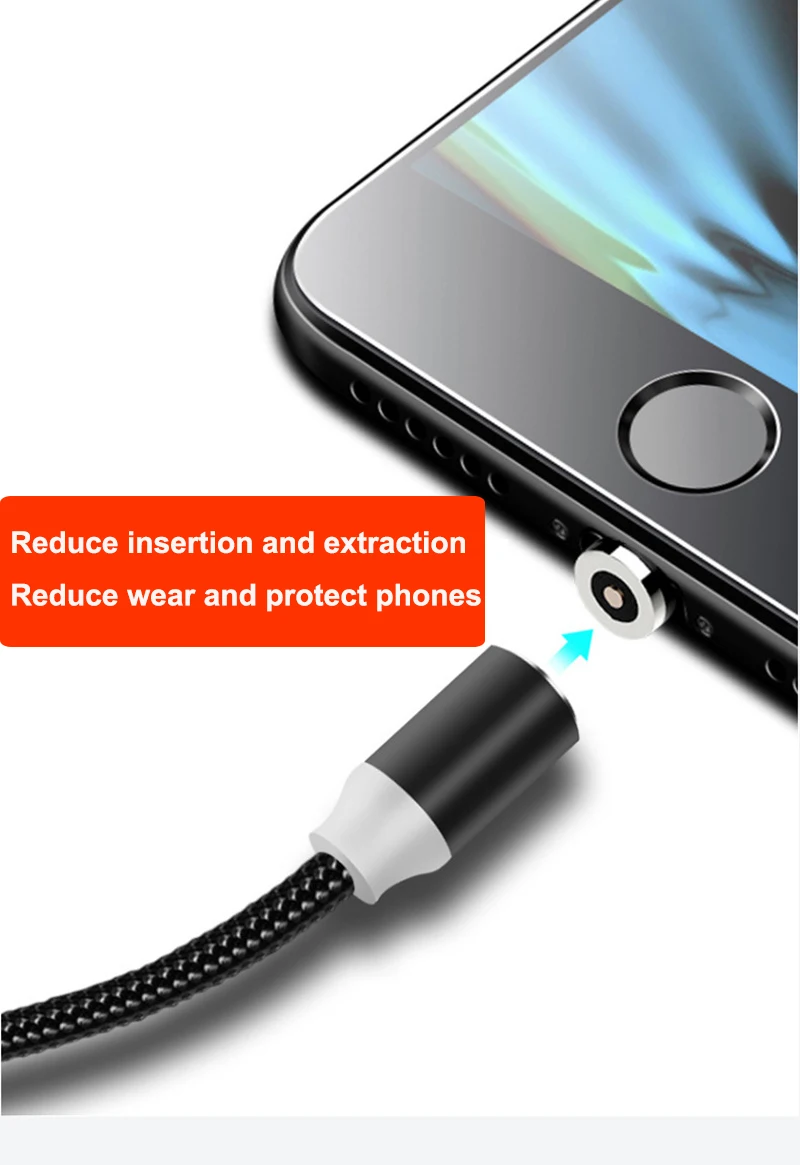 Магнитный кабель SOVAWIN Micro USB для быстрой зарядки светодиодный светильник 1 м Магнитный кабель для зарядки телефона для iphone для samsung для huawei P9