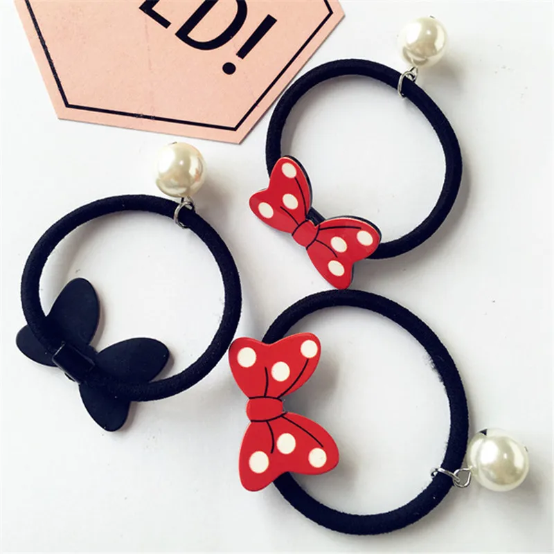 10 шт./лот симпатичные красные банты в горошек эластичные повязки для волос