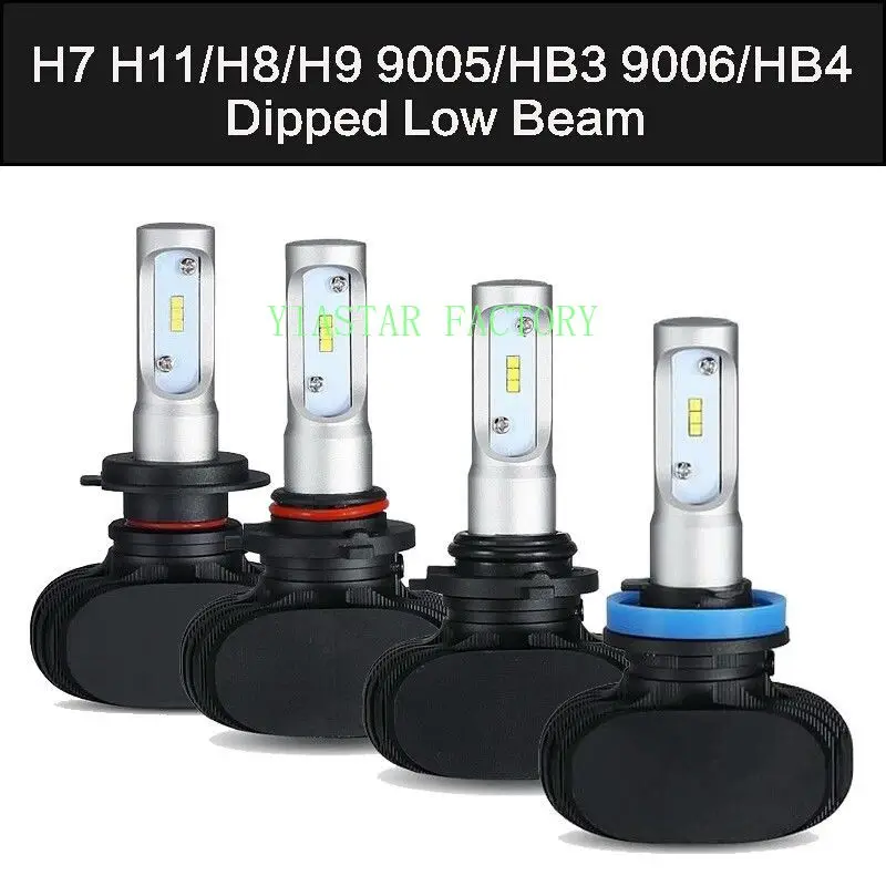 Yiastar 2 шт. Автомобильные фары S1 H7 LED H4 H1 H3 H8 H11 H13 H27 880 9004 9005 9006 9007 50 Вт 8000LM 6500 к лампочки