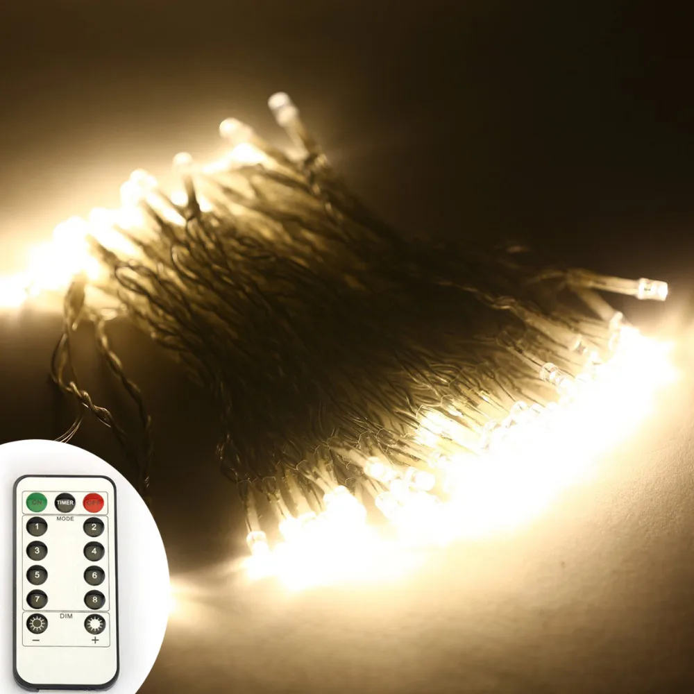 5 шт./лот Дистанционное управление 33ft 100 светодиодов теплый/белый/RGB Строка Огни