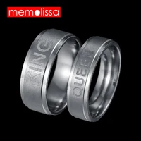 memolissa fashion ring for lovers her king his queen crown anillo for men silver color stainless steel couple rings wedding gift