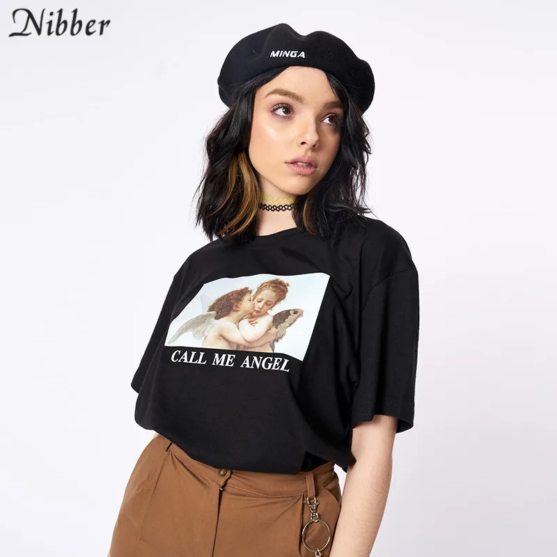 Nibber/летние милые хлопковые укороченные топы с рисунком из мультфильма, женская футболка, модная базовая Уличная Повседневная одежда с коротким рукавом, футболки, женские футболки