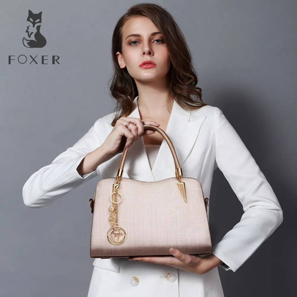 FOXER Брендовые женские сумки из коровьей кожи женская простая сумка на плечо