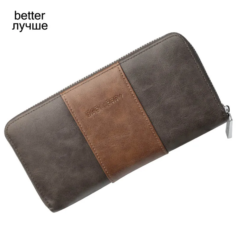 coffee better Baellerry, мужские длинные кошельки для карт, 36, несколько держателей карт, стильный мужской кошелек на молнии, Большой Вместительный брендовый кошелек для мужчин - Цвет: coffee better