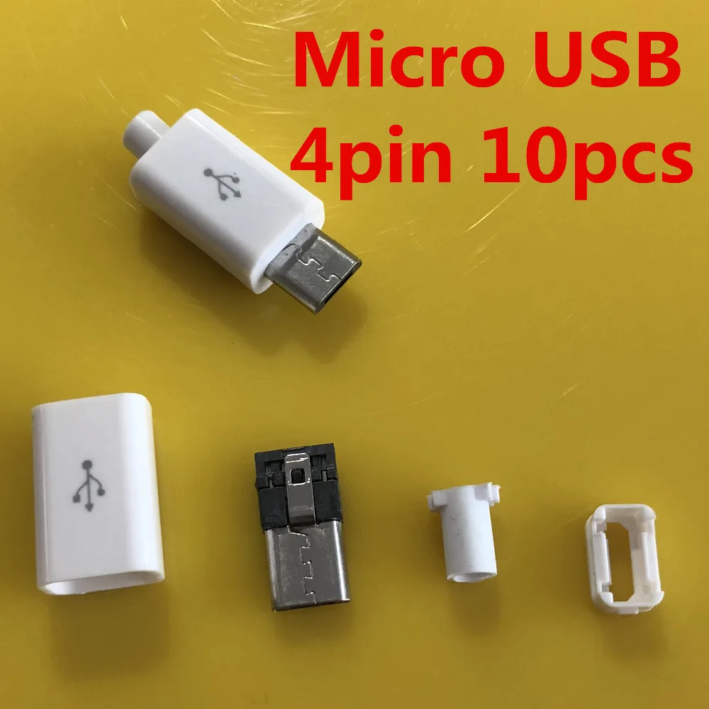 10 шт. 215yt5b Micro USB 4 контактный Штекерный разъем штекер Черный/Белый Сварочные