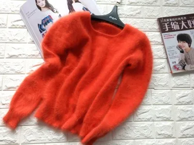 Модный,, чистый норковый кашемировый свитер, женский, норковый кашемировый пуловер, свитер размера плюс, корейский S309 - Цвет: orange