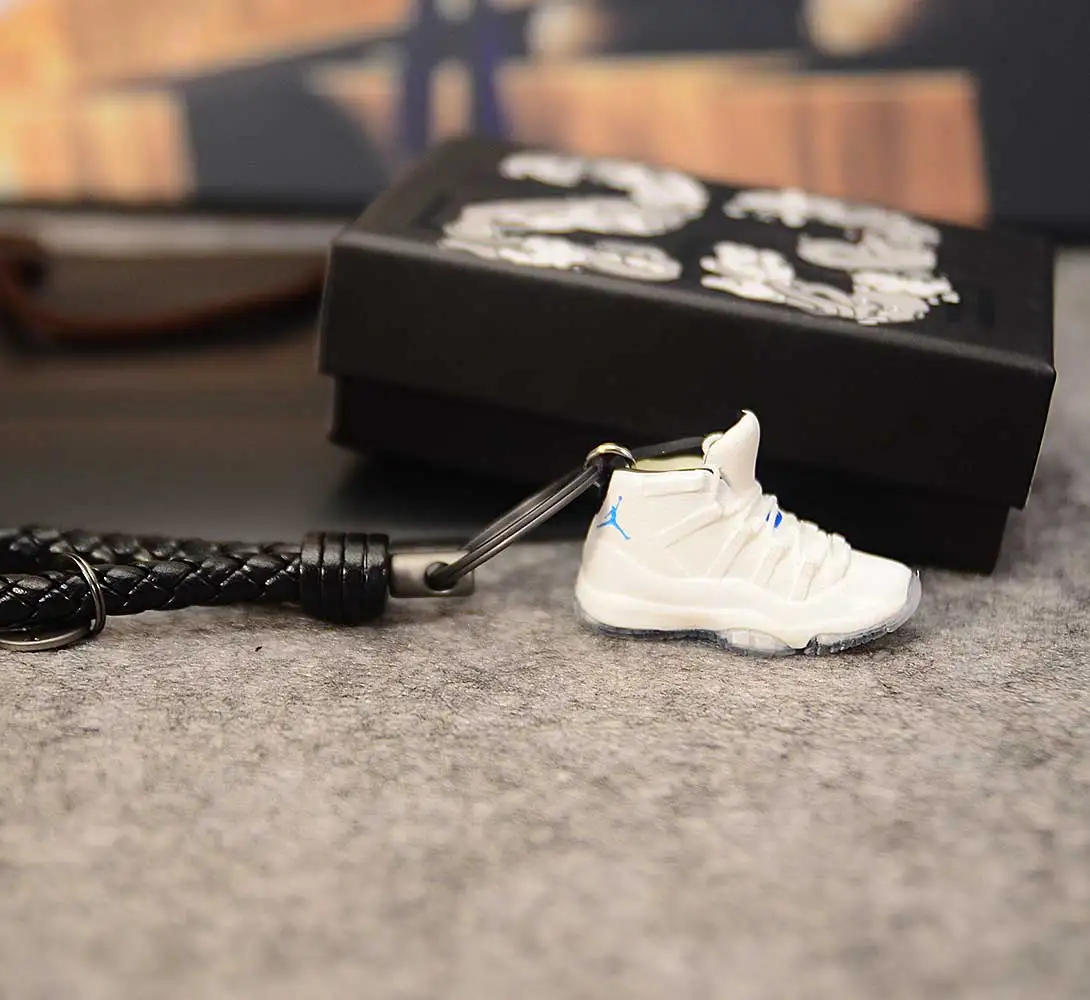 Air Jordan 11 Concord брелок в виде кроссовка подвеска 3d мини брелок стерео баскетбольная модель обуви АВТОМОБИЛЬ пара кукла аксессуары