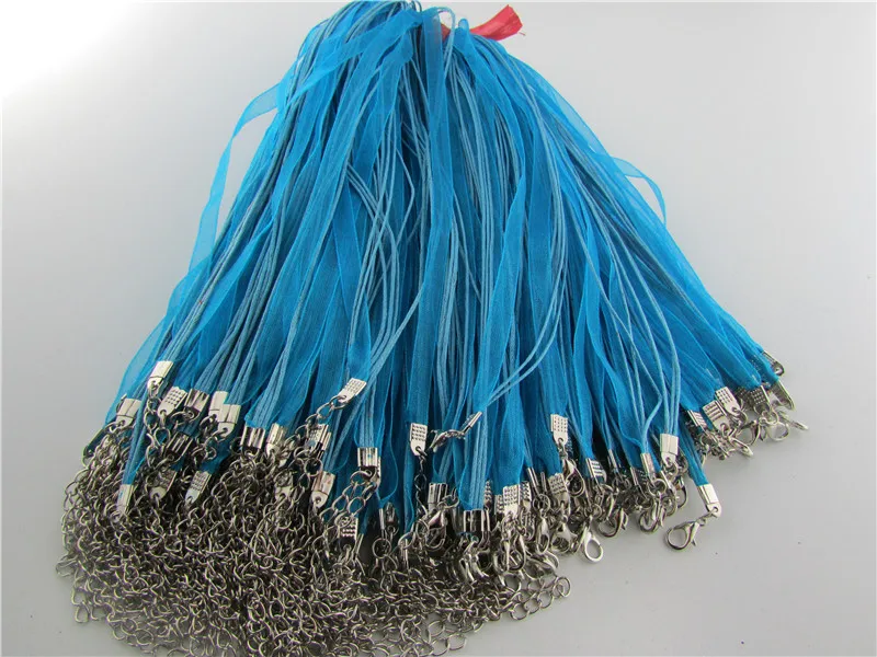 10pcs/lot Assorted Colors Organza Ribbon Necklace Cord with Lobster Clasp For DIY Jewelry Making FK-1 | Украшения и аксессуары